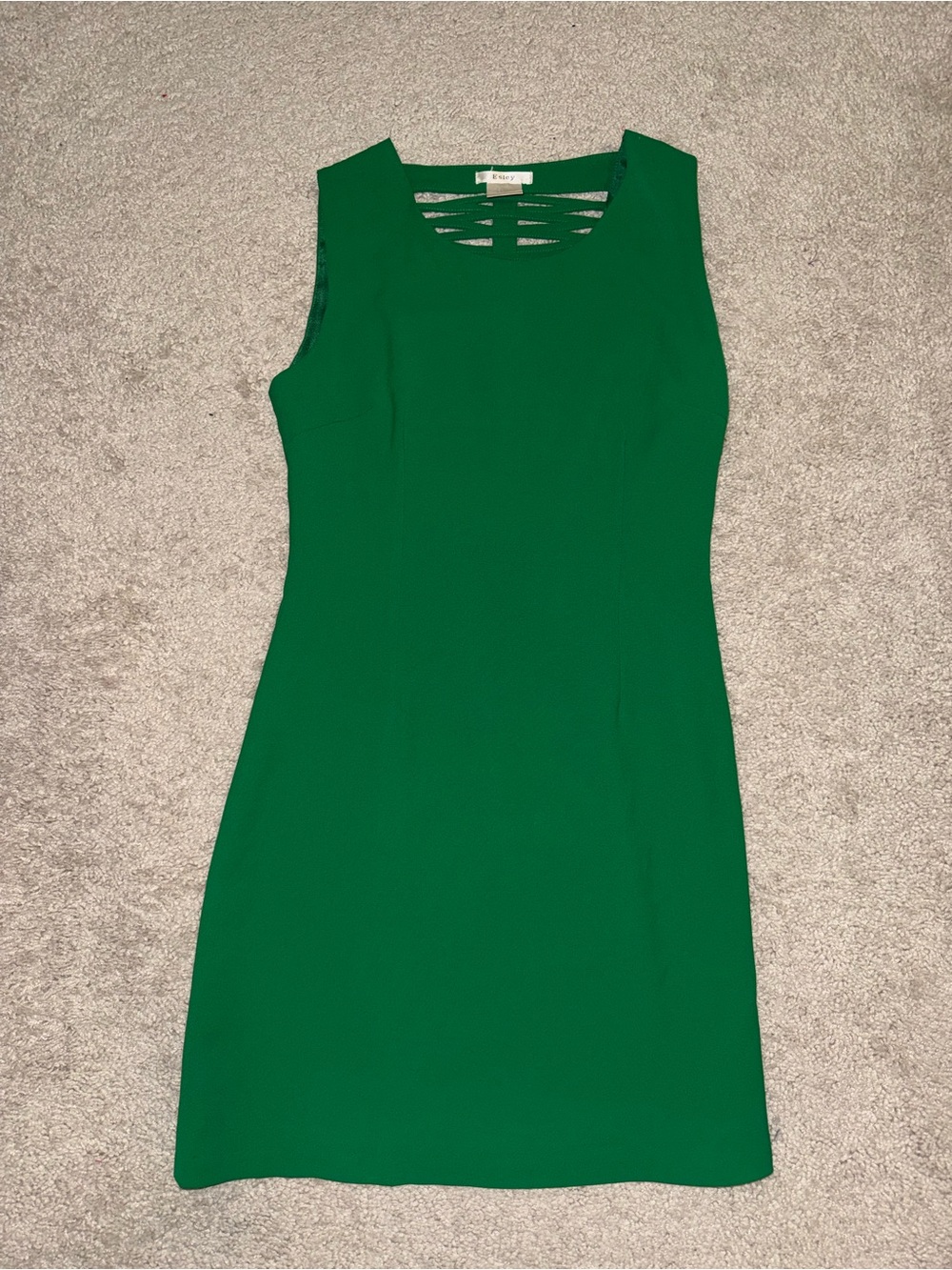 Esley Sleeveless Emerald Green Sheath Dress with Lattice Detail